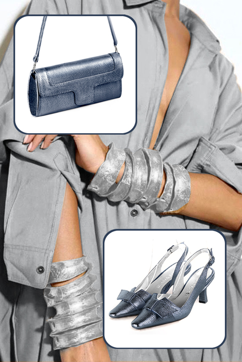 French elegance and refinement for these denim blue dress slingback shoes, 
                available in many subtle leather and colour combinations. The "Parisian spirit" of this beautiful metallic gold and silver leather pump,
will accompany your steps in style and comfort.
  
                Matching clutches for parties, ceremonies and weddings.   
                You can customize these shoes to perfectly match your tastes or needs, and have a unique model.  
                Choice of leathers, colours, knots and heels. 
                Wide range of materials and shades carefully chosen.  
                Rich collection of flat, low, mid and high heels.  
                Small and large shoe sizes - Florence KOOIJMAN